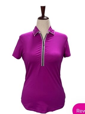 Jofit Short-Sleeve Zip Polo Tee in Orchid Small